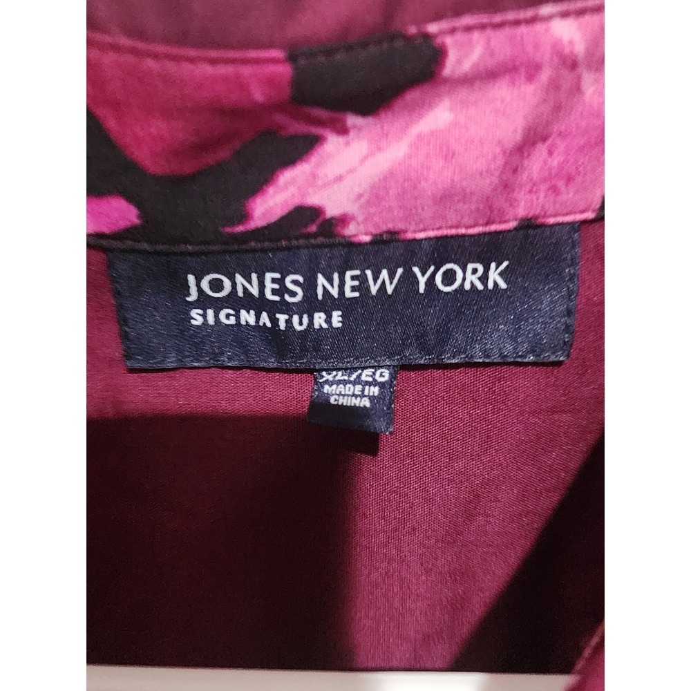 Jones New York Signature Womens XL Burgundy Button Down Long Sleeve Shirt Top - Picture 2 of 3